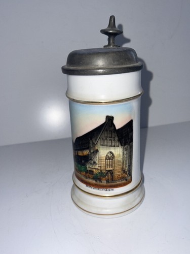 Bierkrug antik mit zinndeckel - bierkrug,