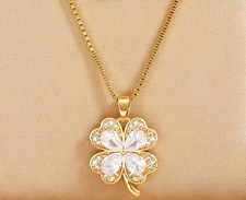 750er gold zirkonia - gold, kleeblatt