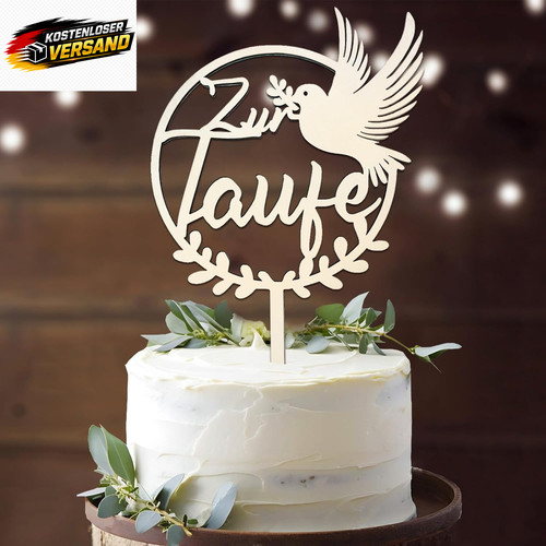 Holz cake topper - holz, taufe