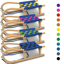 Kathrein Rodel Familienrodel Einsitzer Schlitten Holzschlitten Gurtensitz blau