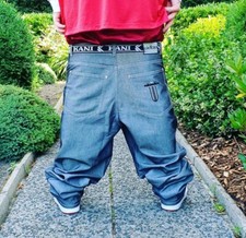 ☆—DAMANI DADA—Glanz—Shiny—W32–Baggy—Jeans—Silver—Silber—Hip Hop—1990s—90s—Y2K—☆