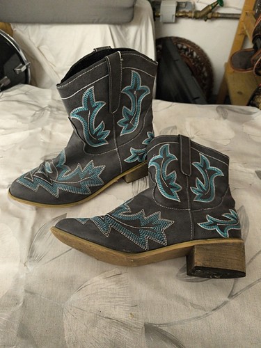 Cowboystiefel blau grau - cowboystiefel,