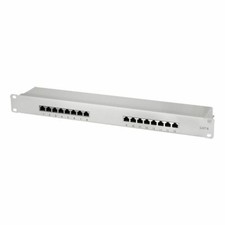 19" Patchpanel CAT.6 STP Verteilerfeld 16 Ports Schrankeinbau CAT6 Patchfeld