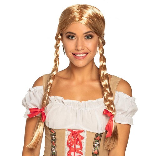Blonde zopf perücke damen - blonde,