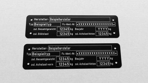 Typenschild anhänger - typenschild,