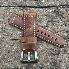 Für Officine Panerai Pam 24mm Dunkelbraun Vintage Leder Uhr Armband