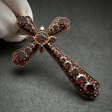 Kreuz Anhänger Tombak Granat