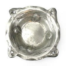 Kayserzinn Schale 4296 Jugendstil Tulpen-Dekor Antik Pewter Bowl 23,5cm