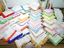 50 Vintage Damen Taschentücher mit Häkelspitze Konvolut Paket Handarbeit