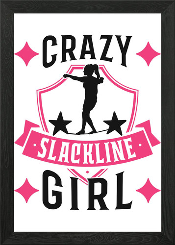 Crazy slackline girl - crazy, gerahmtes