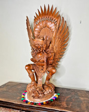 Garuda - Holzstatue Lebensgroß - Thailändische Gottheit - Skulptur - Kunst Antik