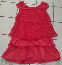 SPITZE Tunika Kleid Gr. M L 38 40 42 Longtunika  Hängerkleid ROT Volant Netz
