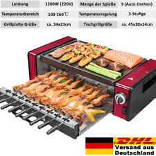 2in1 BBQ Kebabgrill Elektro Grill Schaschlikgrill Tischgrill mit 9 Drehung Spieß