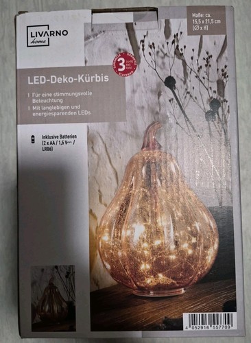 Led deko kürbis glas optik - deko-kürbis, glas-optik