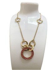 Damenkette Halskette Rosa Strasssteine Schlangenkette Modische Goldfarbene Kette