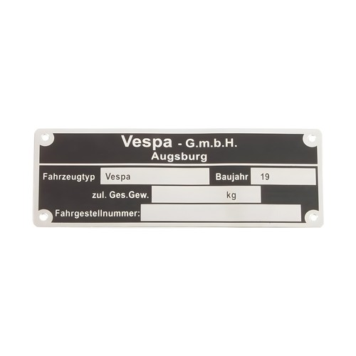 Typenschild vespa gmbh - typenschild,