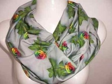 Loop handgenäht Digitaldruck Regenbogen - Rosen grau bunt doppelt super schön