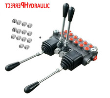 Handsteuerventil Handhebelventil Hydraulik 40L 6-fach 2x Kreuzhebel +Adapter