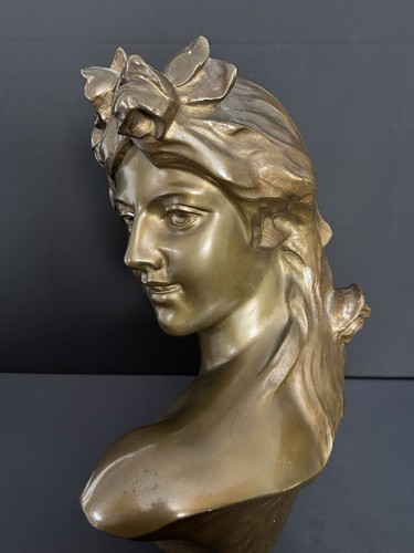 Antik jugendstil bronze - bronze, büste