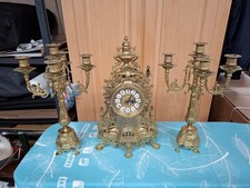 Wunderschöne Kaminuhr mit 2 Kandelabern Messing