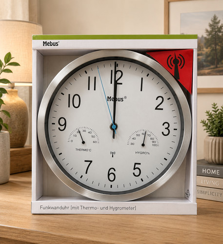 Funkwanduhr mit thermometer - mit,