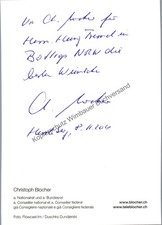Original Autogramm Christoph Blocher Politiker Schweiz /// Autogramm Auto 352650