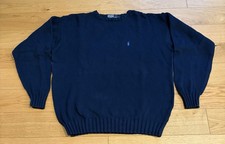 Vintage Ralph Lauren Herren Pullover 100% Baumwolle Gr:L Blau Pulli Vintage