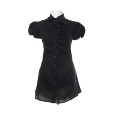 Blusenkleid, Größe: S, Schwarz, Baumwolle/Elasthan/Nylon, Einfarbig, Damen #oBY