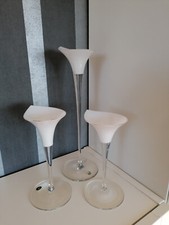 Rosenthal  3 Kerzenleuchter - Kerzenständer  Glas  Calla in weiß