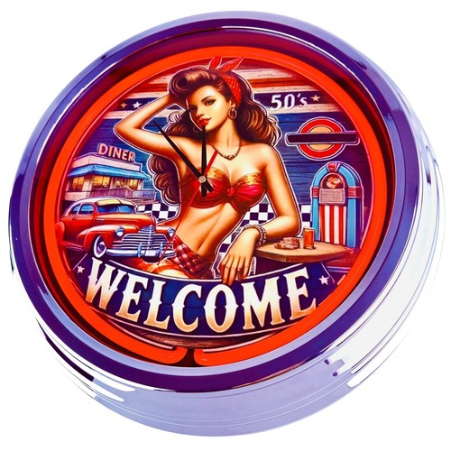 0820 wanduhr diner neon - n-0820,
