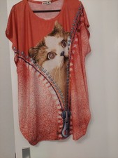 Damen Blusenshirt, XL, bunt mit Strasssteinchen