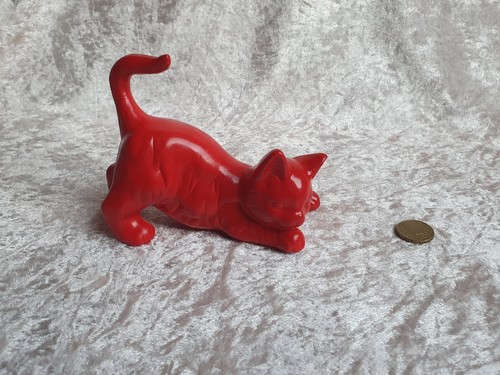 Skulptur katze spielend rot - katze,