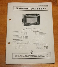 Blaupunkt Super 6 B 68 original Kundendienstschrift Reparatur & Schaltbild