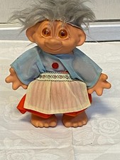 TROLLPUPPE MÄDCHEN VINTAGE MIT GRAUEN HAAREN H CM 19