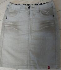 Damen Cord Rock edc Gr. 32 Beige-Batik, Knielang Five-Pocket-Style sehr gepflegt