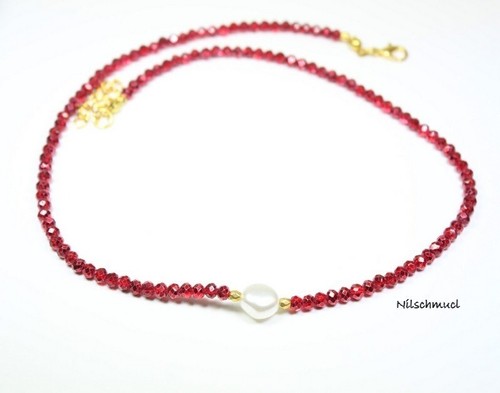 Damen halskette rot metallic - rot,