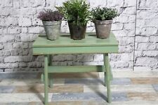 großer Holz Schemel kleine Bank oliv grün 60er Shabby Chic Vintage Möbel