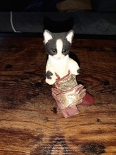 Rarität! Kl Country Artists Schwarz Weiße Katzenfigur Im Bunten Stiefel Top