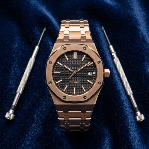Rose gold octagonal automatic - gold,