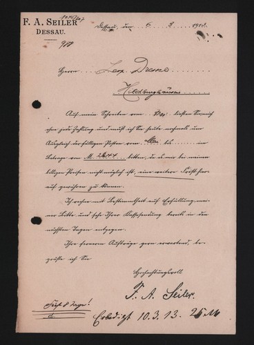 Dessau brief 1913 a - 1913,, f.