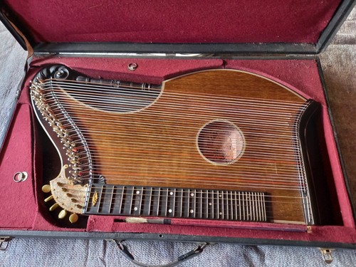 Harfenzither antik mit koffer - harfenzither,