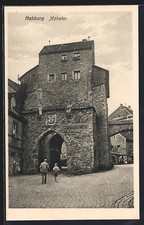 Nabburg, Das Mähntor mit Passanten, Ansichtskarte 