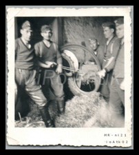 Foto, WK2, I.R.34 Heilbronn, Sdt. auf dem Bauernhof am Dreschflegel, 5026-1352