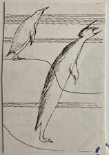 Fritz Fischer: Original Tuschzeichnung zu Andersen: Im Tierkostüm - Pinguine
