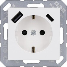Jung A1520-15CAWW SCHUKO Steckdose mit USB-Ladegerät, Serie A/AS, alpinweiß