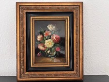 Porzellan Bild im Holzrahmen Natürmort  Blumen im Topf Neundorf 35x30