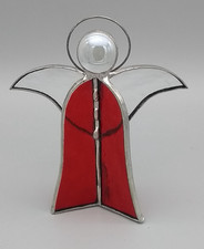 Schutzengel Tiffany - Glas versilbert Metall handgefertigt Vintage