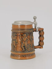 Vintage Bierkrug mit Deckel Ritter Relief Gerz Gerzit gestempelt