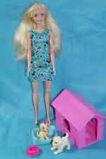 BARBIE PUPPE K7 FASHION DOLL MODEPUPPE mit HUND WELPE HAUSTIER HÜTTE NAPF KORB
