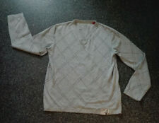 "ESPRIT"Baumwoll-Pullover,Gr.L,grau/schwarz,V-Ausschnitt,Rauten-Karo-Druck/Print